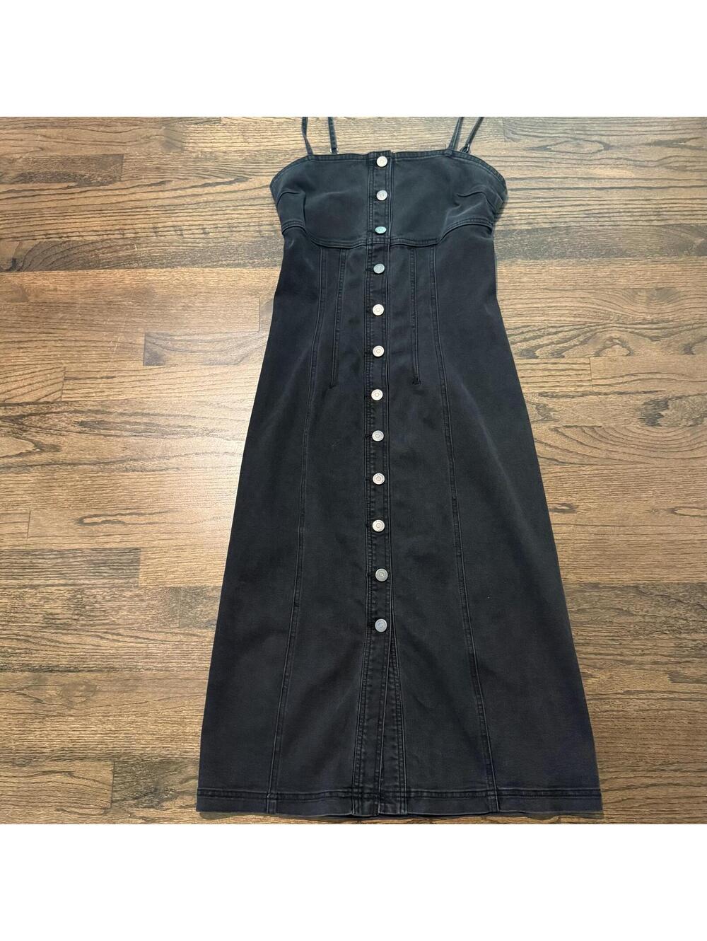 New Habitual Button-Front Vintage Black Denim Mini Dress Size 4 / 27